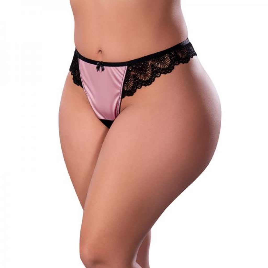 Magic Silk Sensual Desires Crotchless Thong Mauve Queen Size - Babydolls & Slips