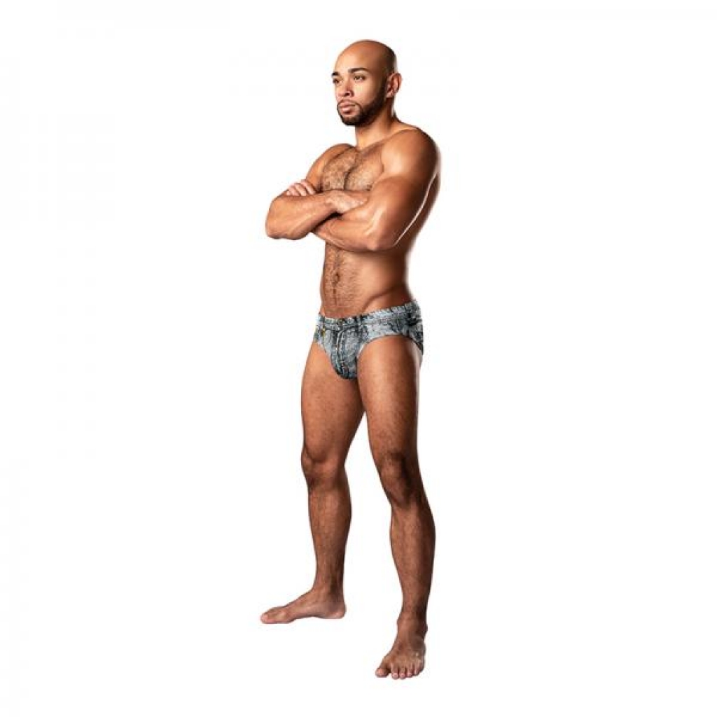 Male Power Dirty Denim Bikini Denim Print M - Mens Underwear