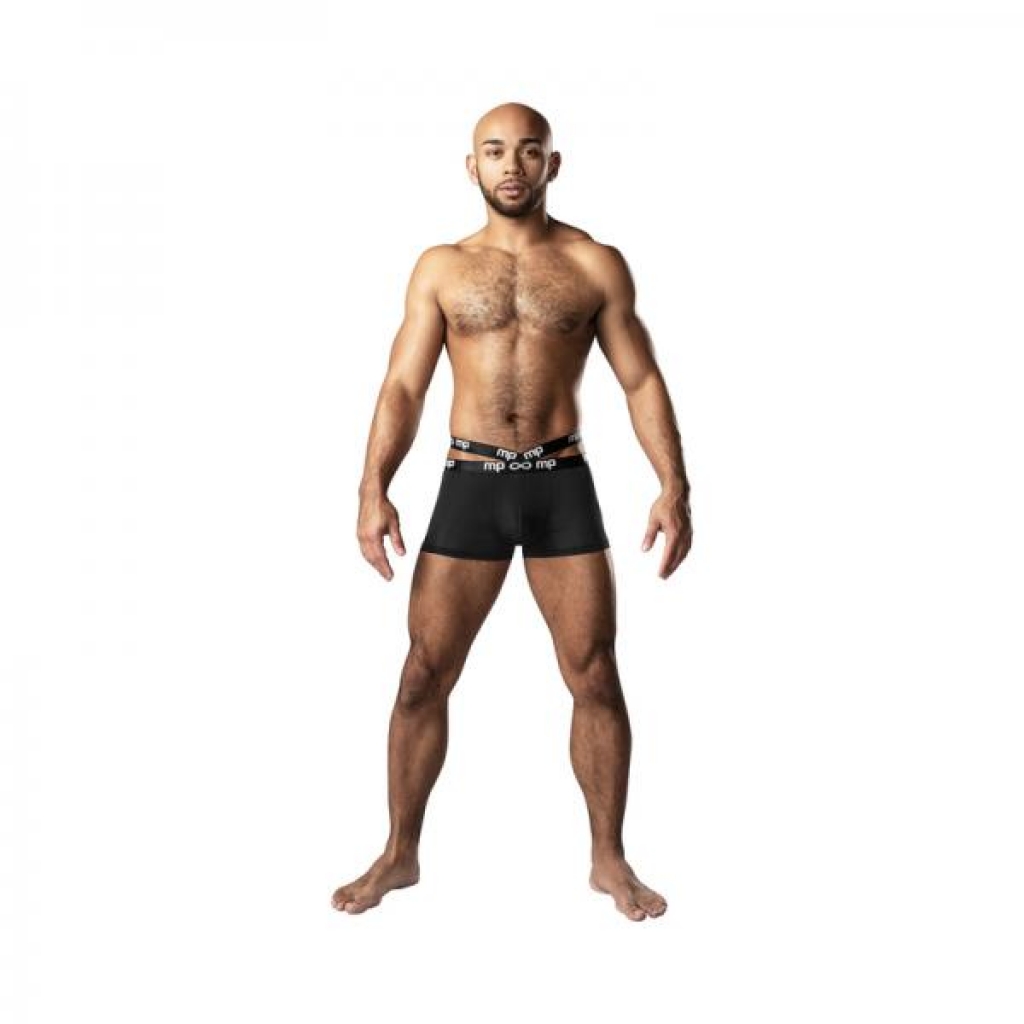 Male Power Infinite Comfort Amplifying Strappy Pouch Short Black L - Mens Underwear