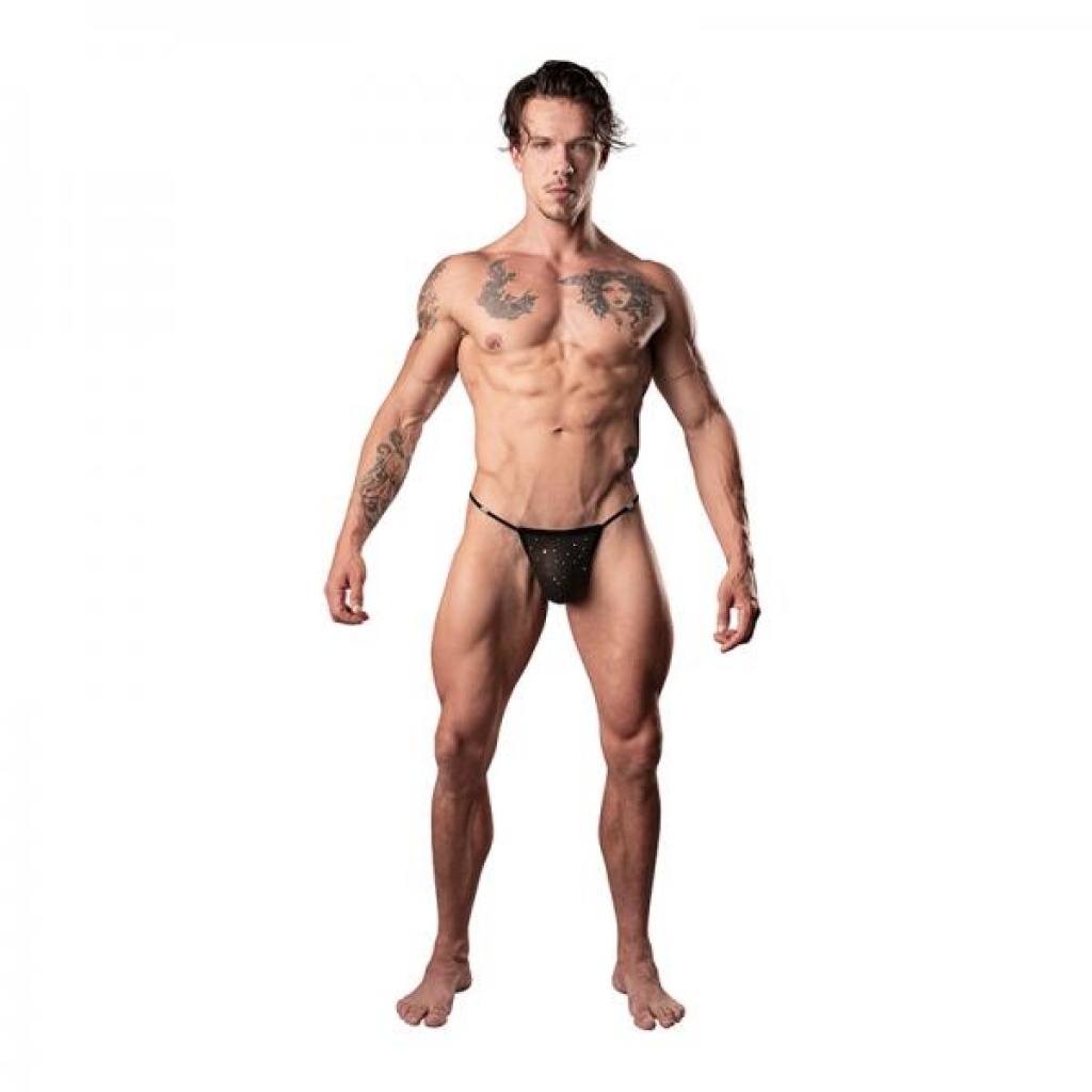 Male Power Show Stopper Posing Strap Silver Mesh Dot O/s - Mens Underwear