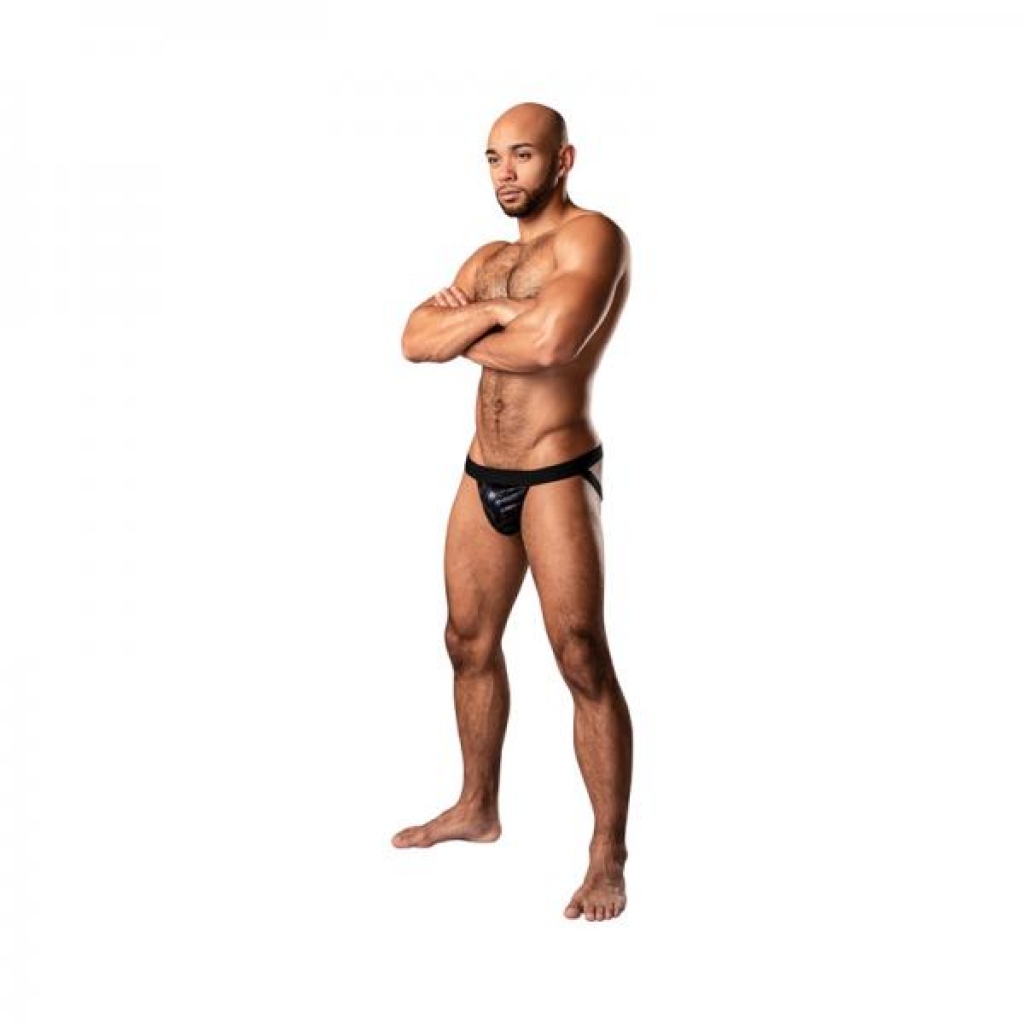 Male Power Kaleidickscope Strappy Ring Jock Black S/m - Mens Underwear