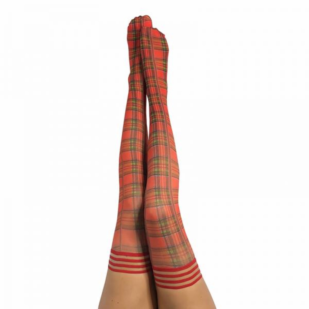 Kixies Grace Plaid Thigh-high Red Size A - Bodystockings, Pantyhose & Garters