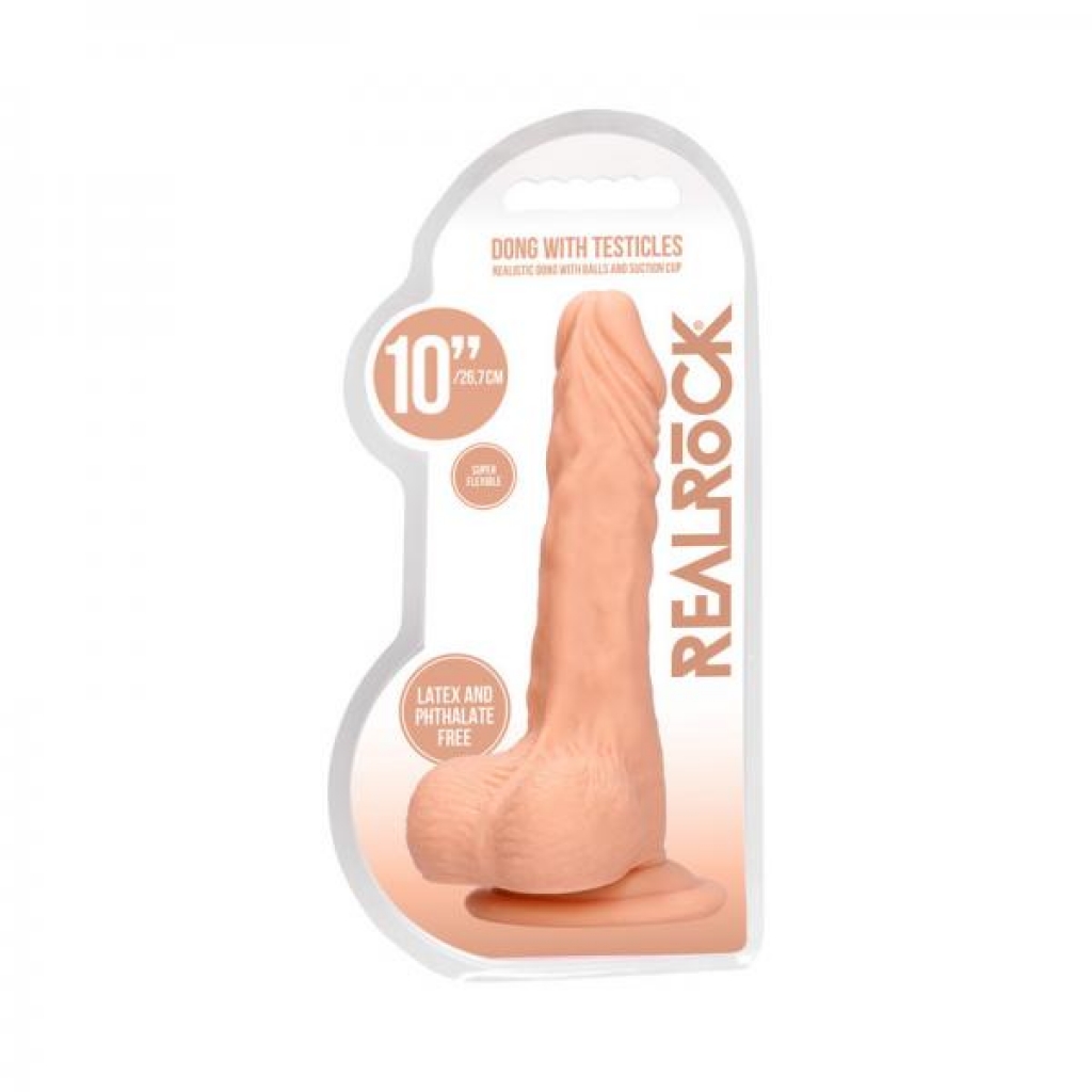 Realrock Skin 10 In. Dildo With Balls Beige - Huge Dildos