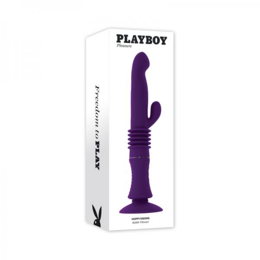 Playboy Hoppy Ending Rechargeable Silicone Thrusting Rabbit Vibrator Acai - Rabbit Vibrators