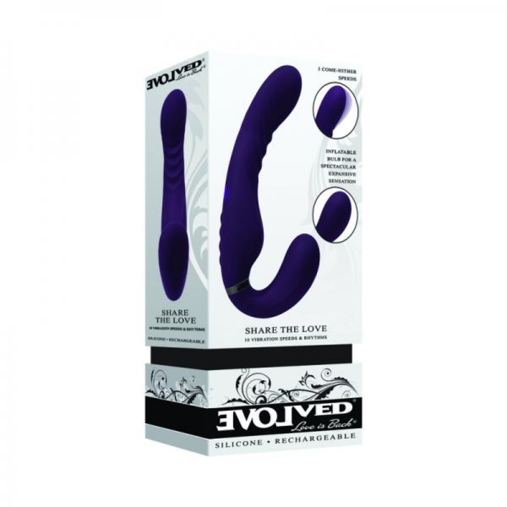 Evolved Share The Love Rechargeable Inflateable Strapless Strap On Silicone Purple - Strapless Strap-ons
