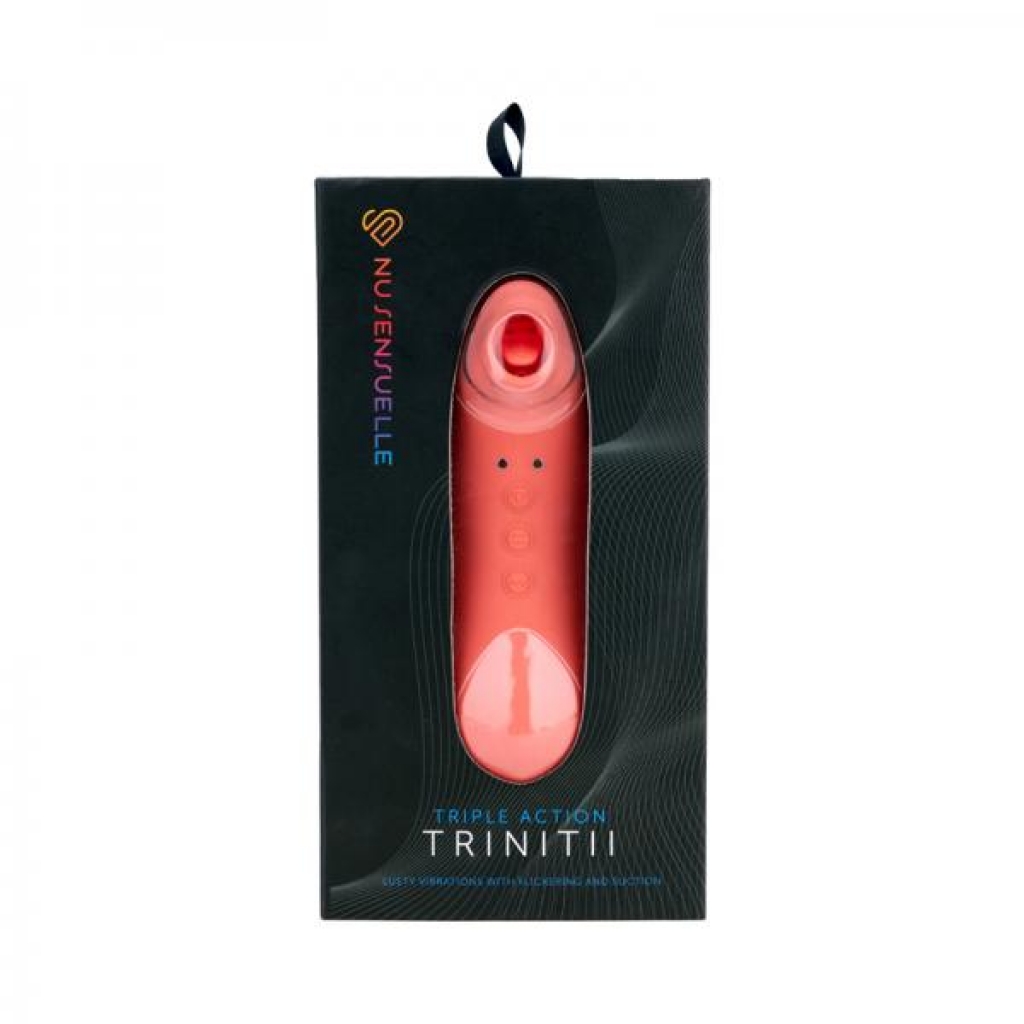 Nu Sensuelle Trinitii 3-in-1 Suction Tongue Vibe Coral - Tongues