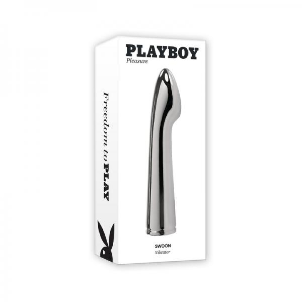 Playboy Swoon Rechargeable Vibrator Aluminum Platinum - Luxury