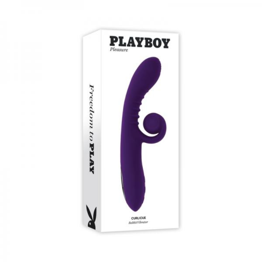 Playboy Curlicue Rechargeable Dual Stim Vibrator Silicone Acai - Rabbit Vibrators