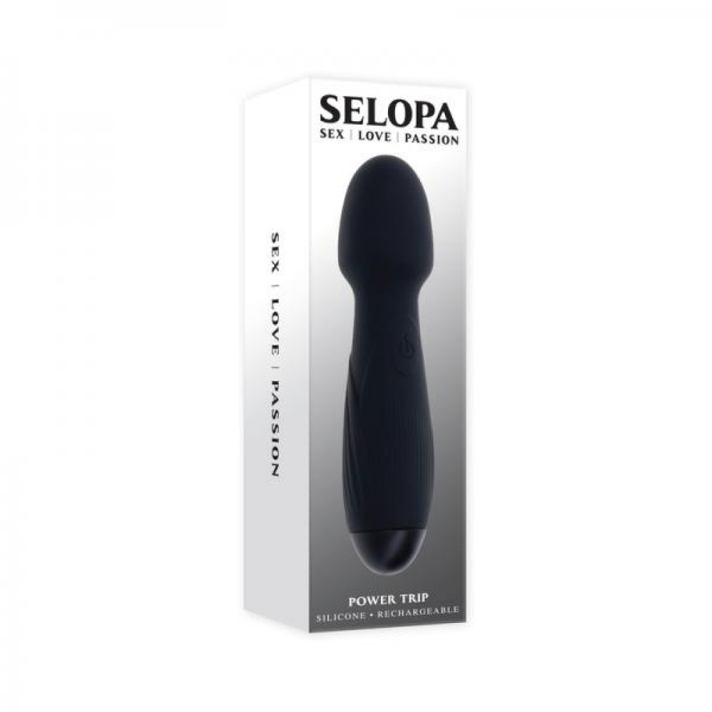 Selopa Power Trip Rechargeable Vibrating Wand Silicone Black - Body Massagers
