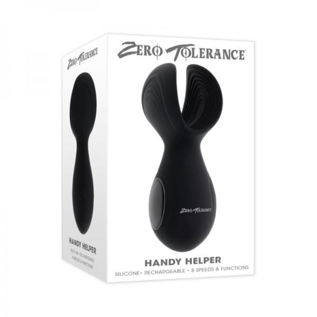Zero Tolerance Handy Helper Rechargeable Vibrating Stroker Silicone Black - Fleshlight
