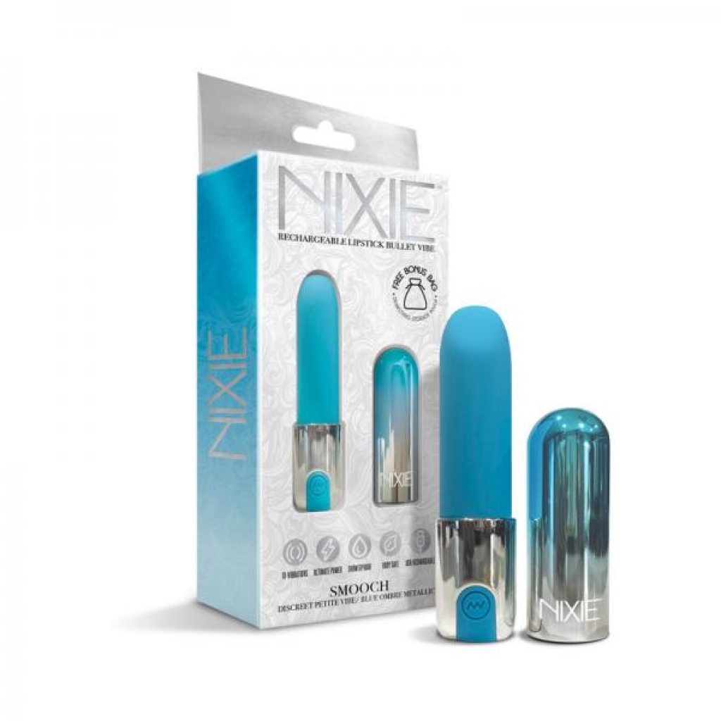 Nixie Smooch Rechargeable Lipstick Vibrator Blue Ombre - Bullet Vibrators