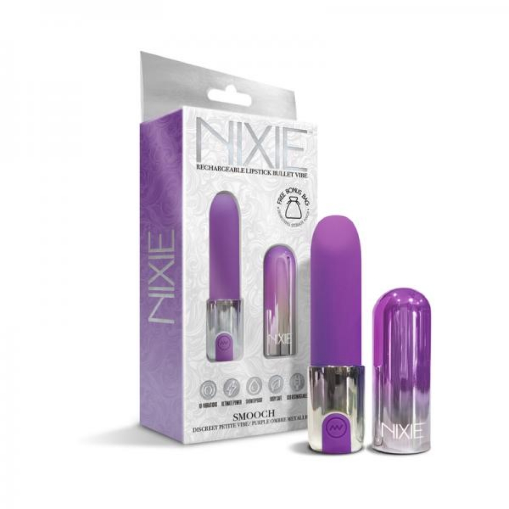 Nixie Smooch Rechargeable Lipstick Vibrator Purple Ombre - Bullet Vibrators