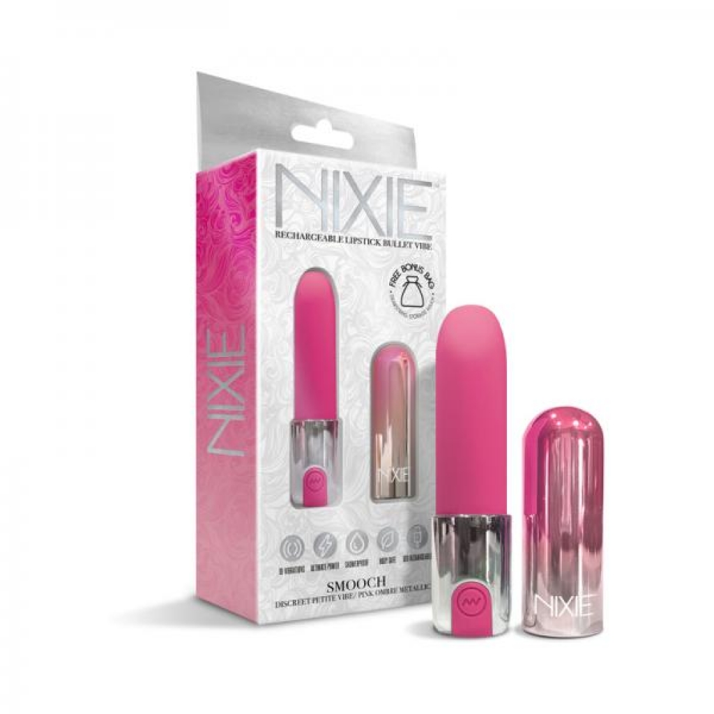 Nixie Smooch Rechargeable Lipstick Bullet Vibrator Pink Ombre - Bullet Vibrators