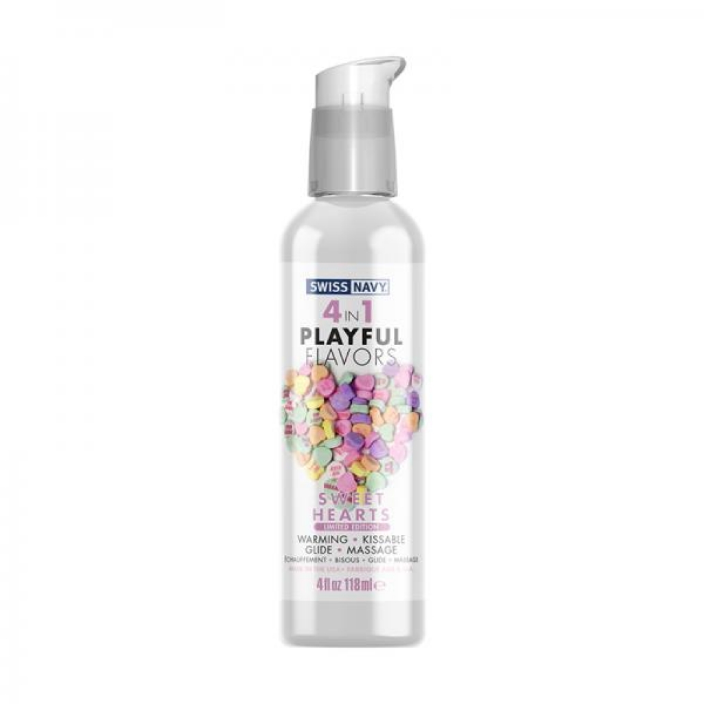 Swiss Navy 4 In 1 Playful Flavors Limited Edition Sweet Hearts 4 Oz. - Lickable Body
