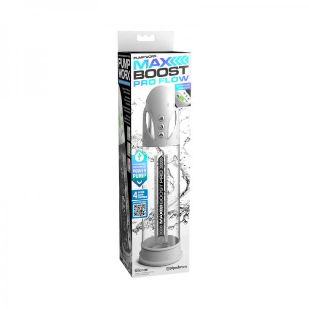 Pump Worx Max Boost Pro Flow White/clear - Penis Pumps