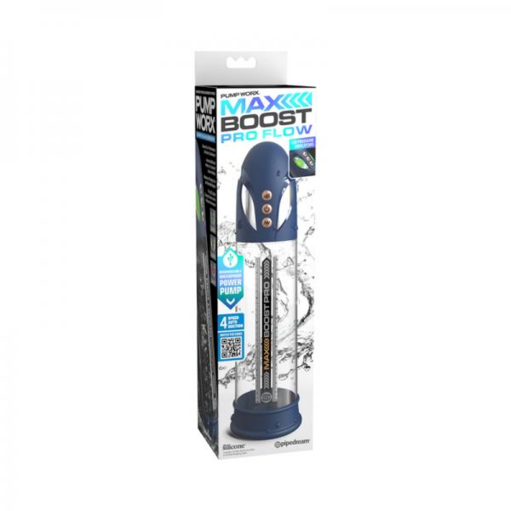 Pump Worx Max Boost Pro Flow Blue/clear - Penis Pumps