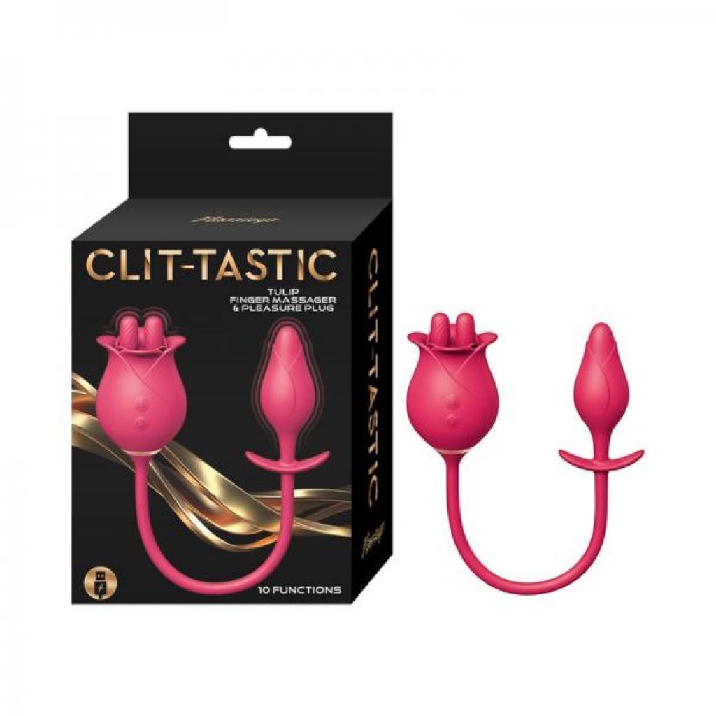 Clit-tastic Tulip Finger Massager & Pleasure Plug Red - Clit Suckers & Oral Suction