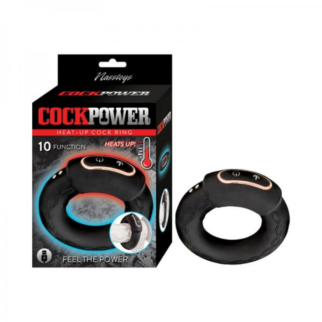 Cockpower Heat Up Cock Ring Black - Stimulating Penis Rings