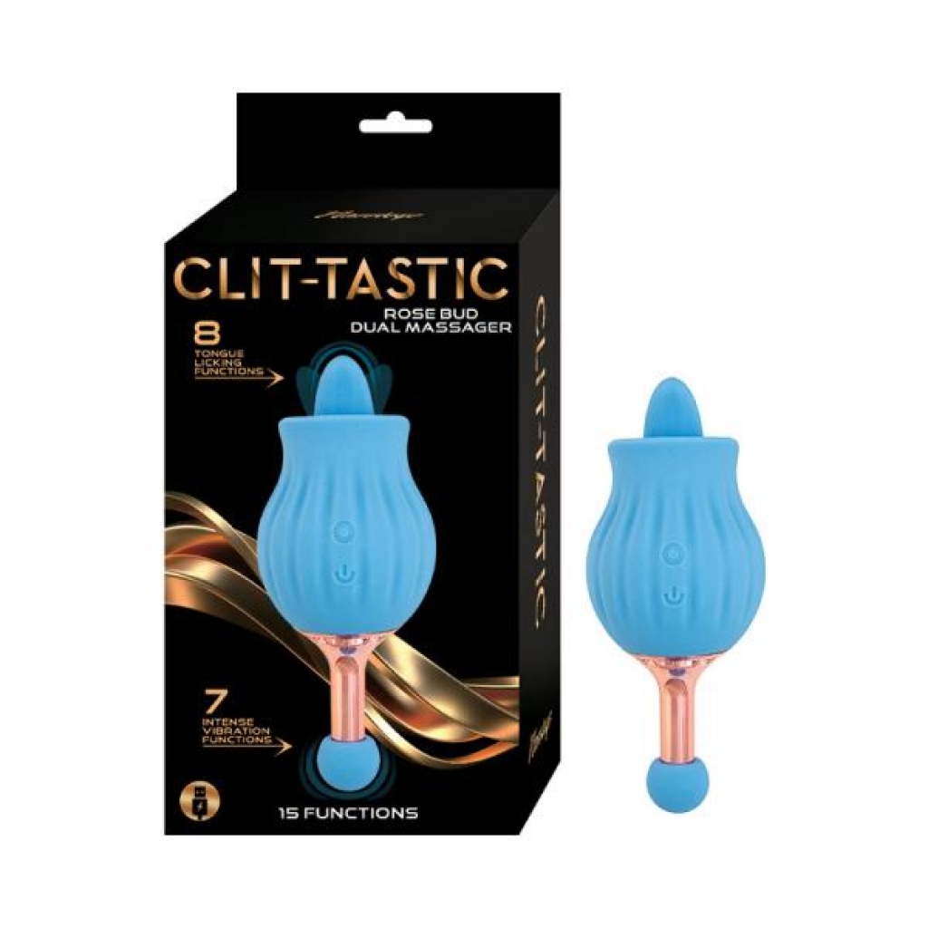 Clit-tastic Rose Bud Dual Massager Blue - Tongues