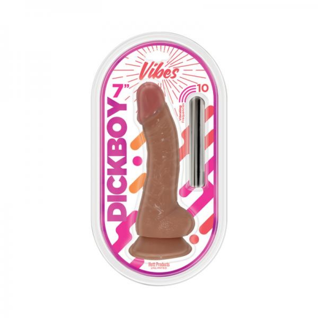 Dickboy Vibes 7 In. Dildo With Rechargeable Bullet Caramel - Realistic