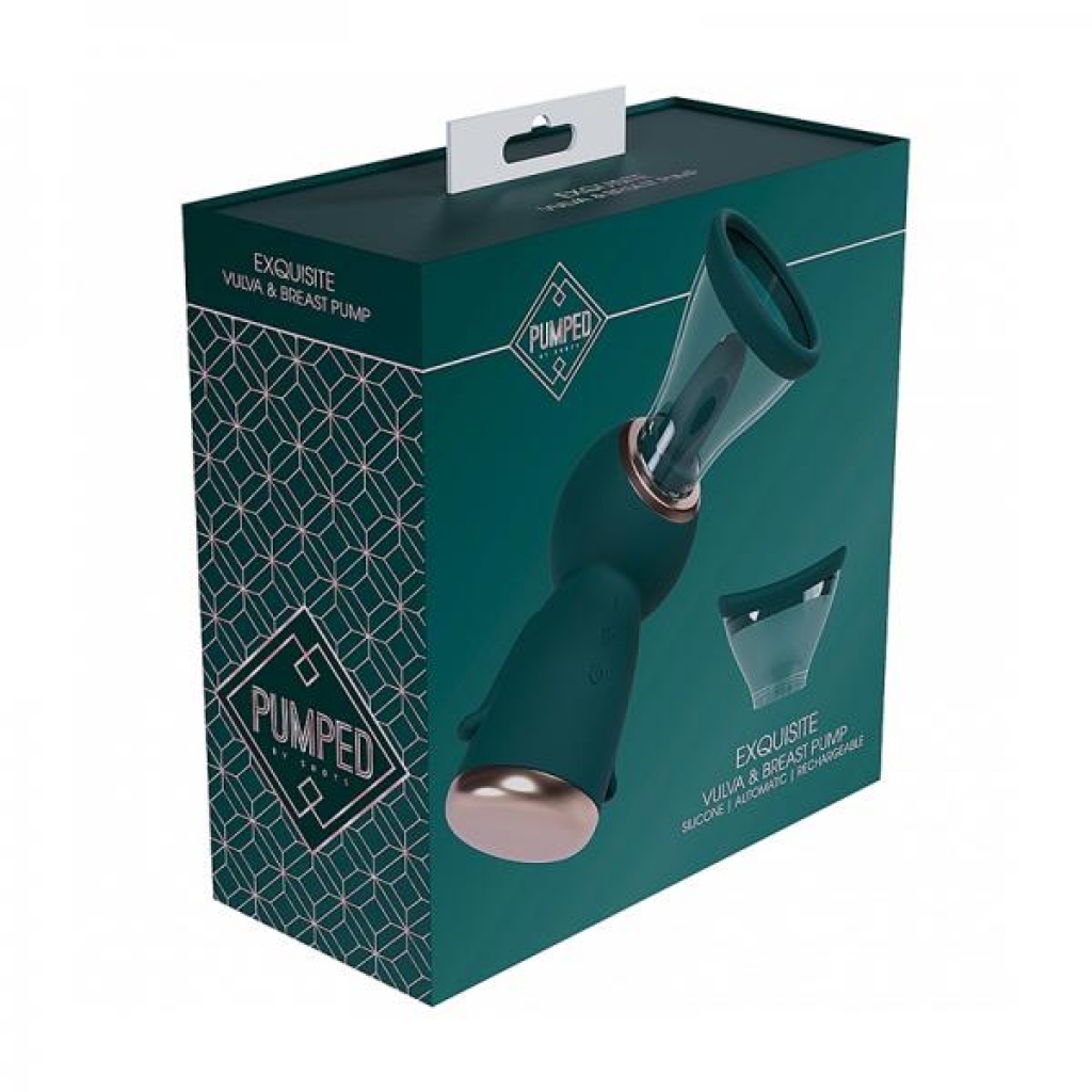 Pumped Exquisite Automatic Rechargeable Vulva & Breast Pump Forest Green - Clit Suckers & Oral Suction
