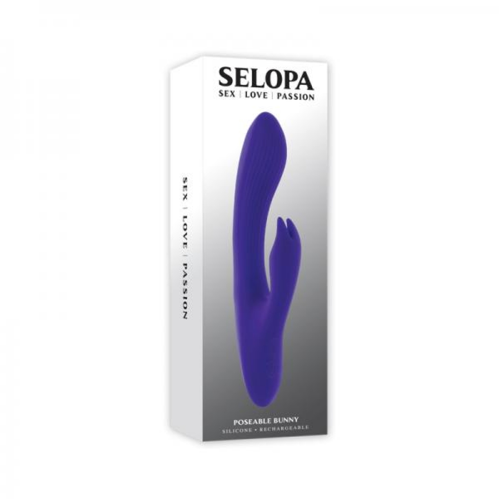 Selopa Poseable Bunny Rechargeable Dual Stimulator Silcone Purple - Rabbit Vibrators