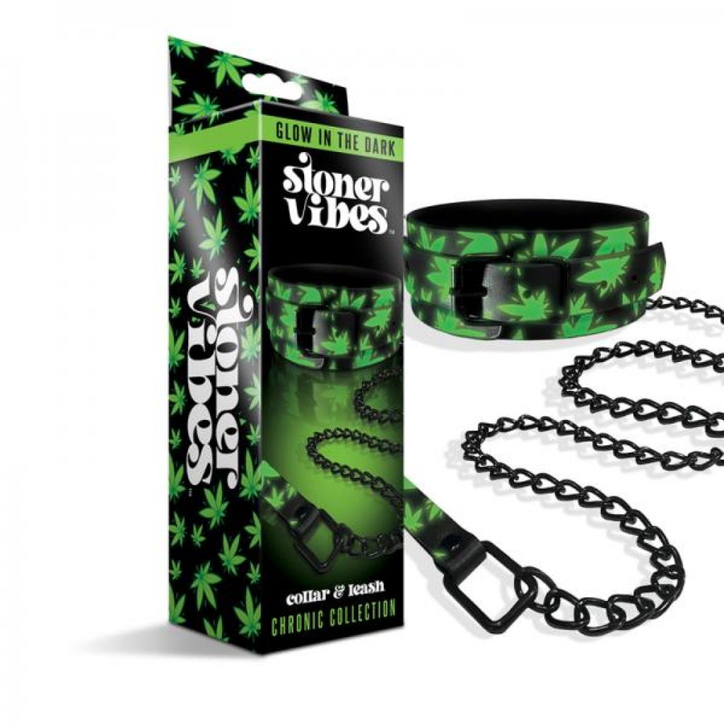 Stoner Vibes Chronic Collection Glow In The Dark Collar And Leash - Collars & Leashes