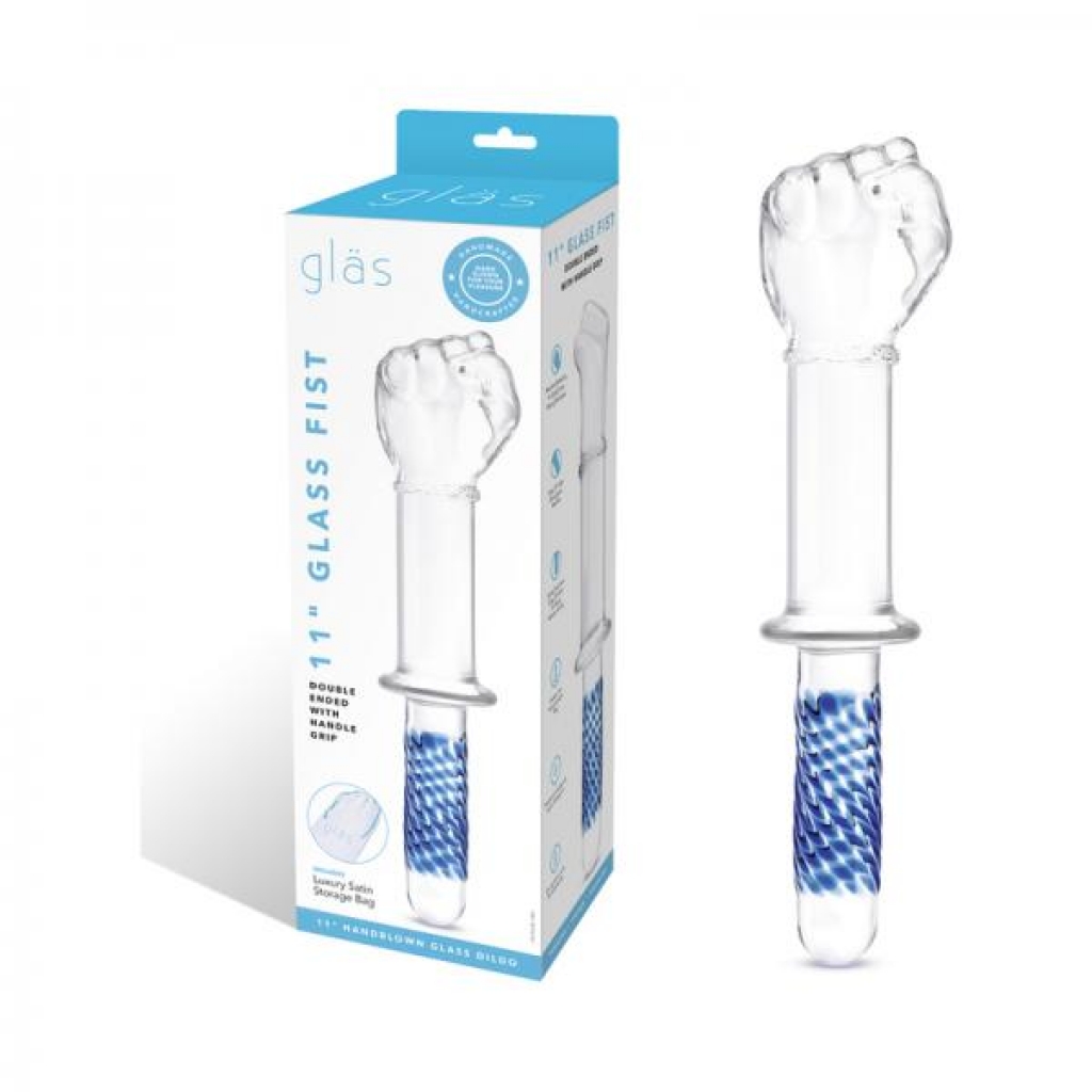 Glas 11 In. Glass Fist Double Ended With Handle Grip - Double Dildos