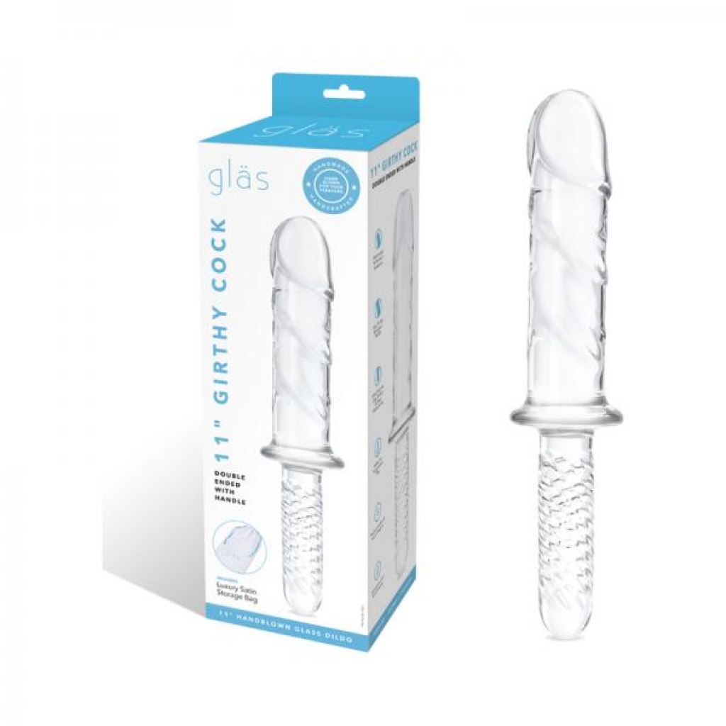 Glas 11 In. Girthy Cock Double Ended With Handle - Double Dildos