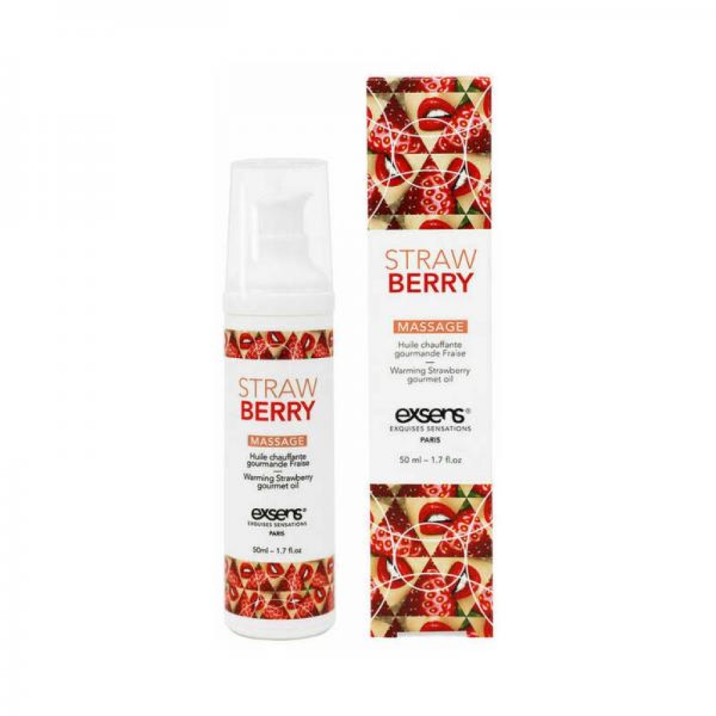 Exsens Warming Massage Oil Strawberry 1.7 Oz. - Sensual Massage Oils & Lotions